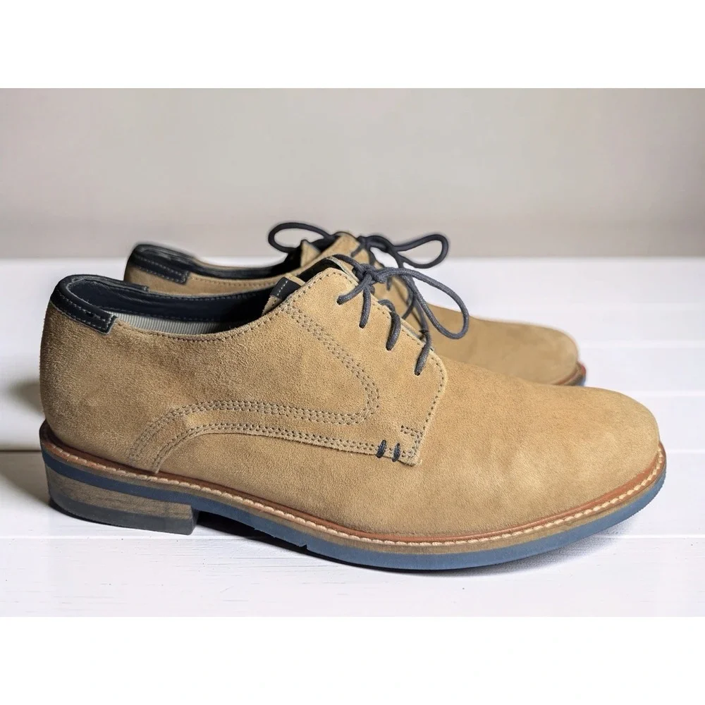 Aiden & Mason Men's Beige Suede Leather Oxford Lace Up Shoes Size 10 EUC